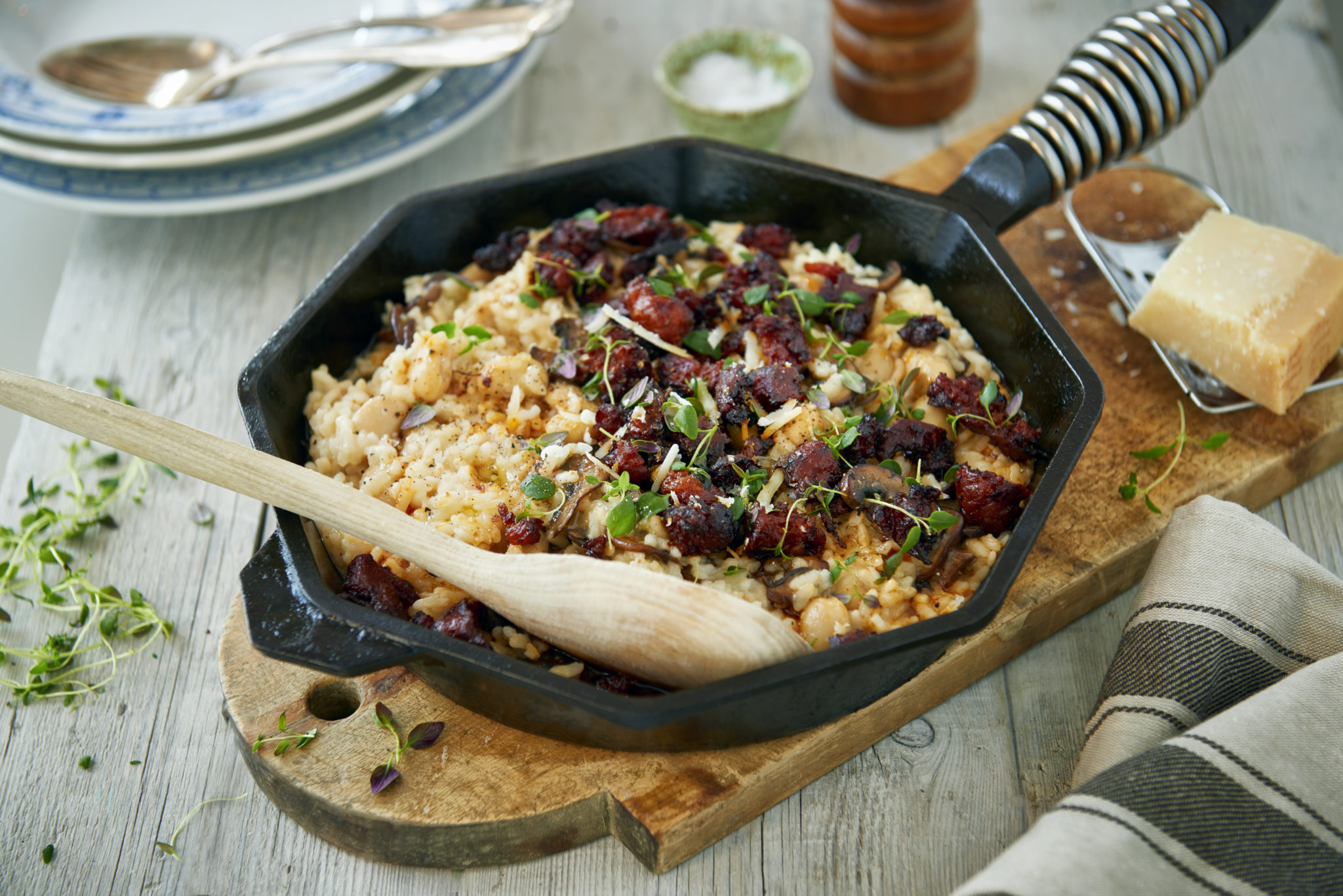 Bönrisotto Med Champinjoner Och Chorizo | Recept - Zeta